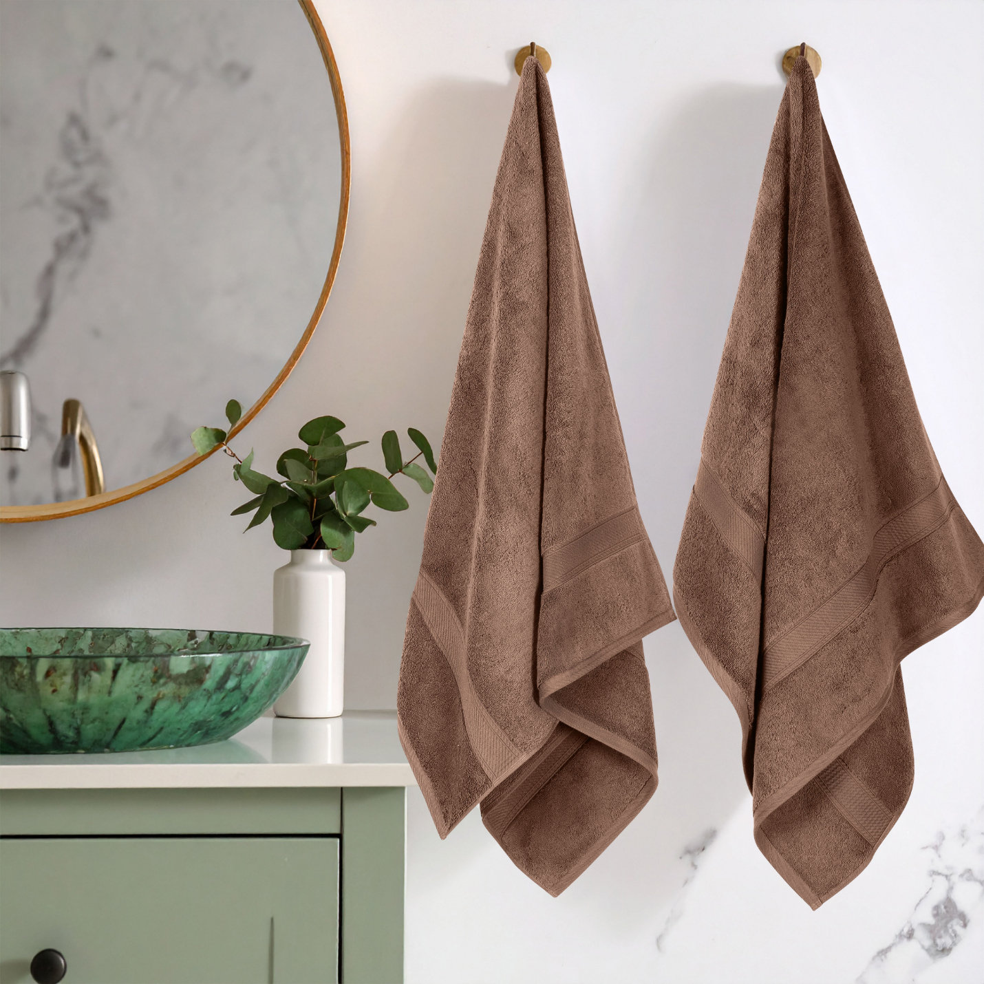 2-Piece Egyptian Cotton Bath Towel Set, Chocolate