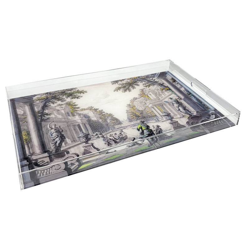 Dimanche a Paris Acrylic Rectangle Decorative Tray, 12.5"W x 7.75"D x 2"H