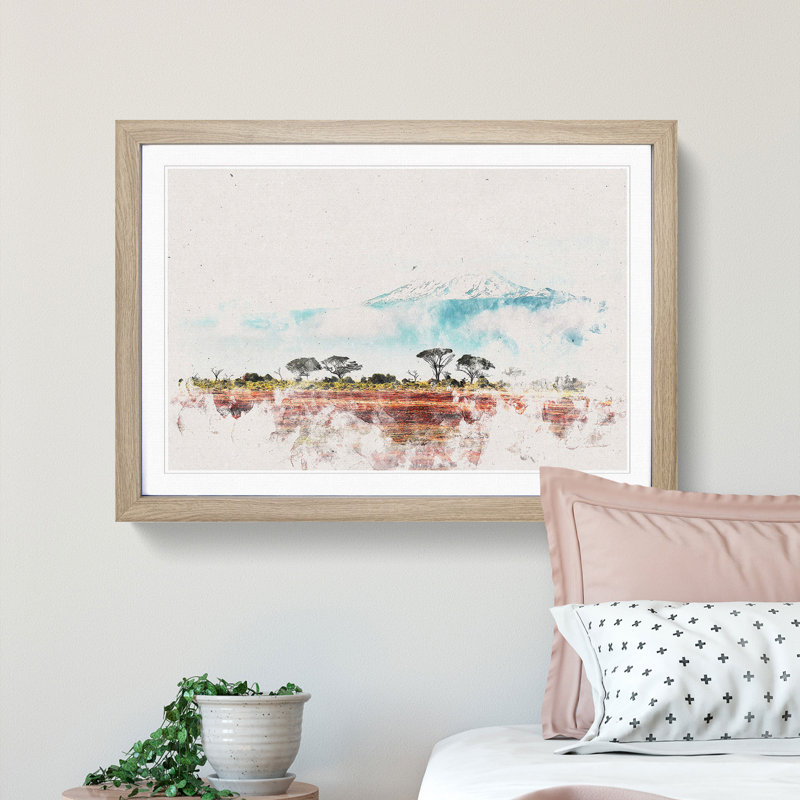 Mount Kilimanjaro in Tanzania - Framed Print, Oak Framed, 27cm H x 36cm W x 2cm D
