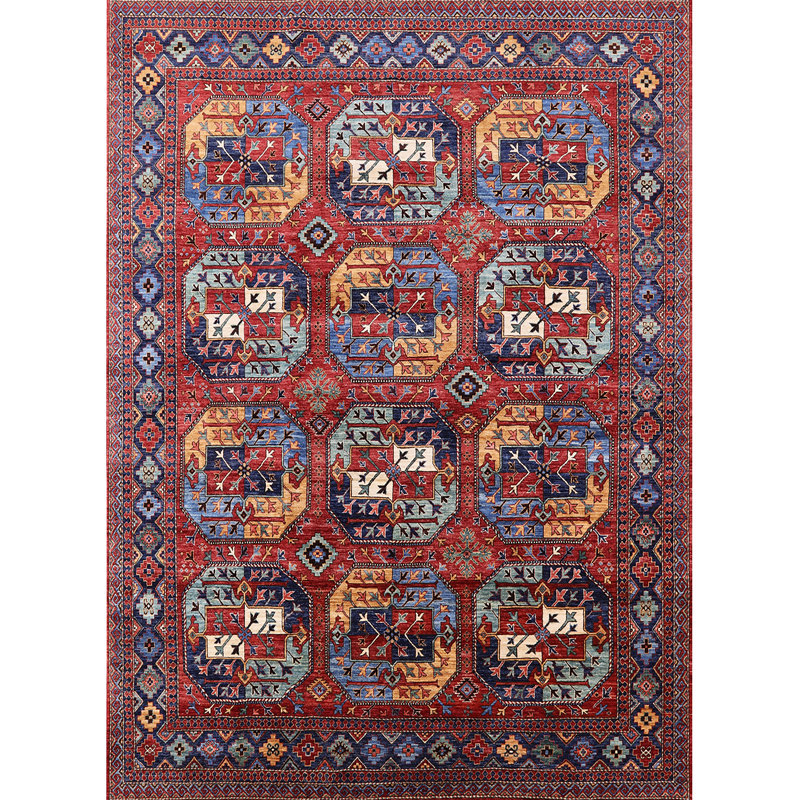 Tapis rouge / bleu / jaune Maegan Southwestern, Rectangle 6 pi x 9 pi
