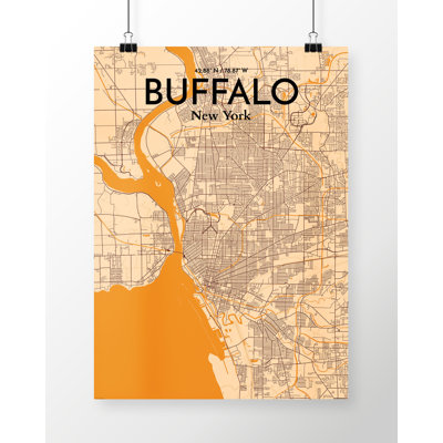 Buffalo City Map - impression d'art graphique