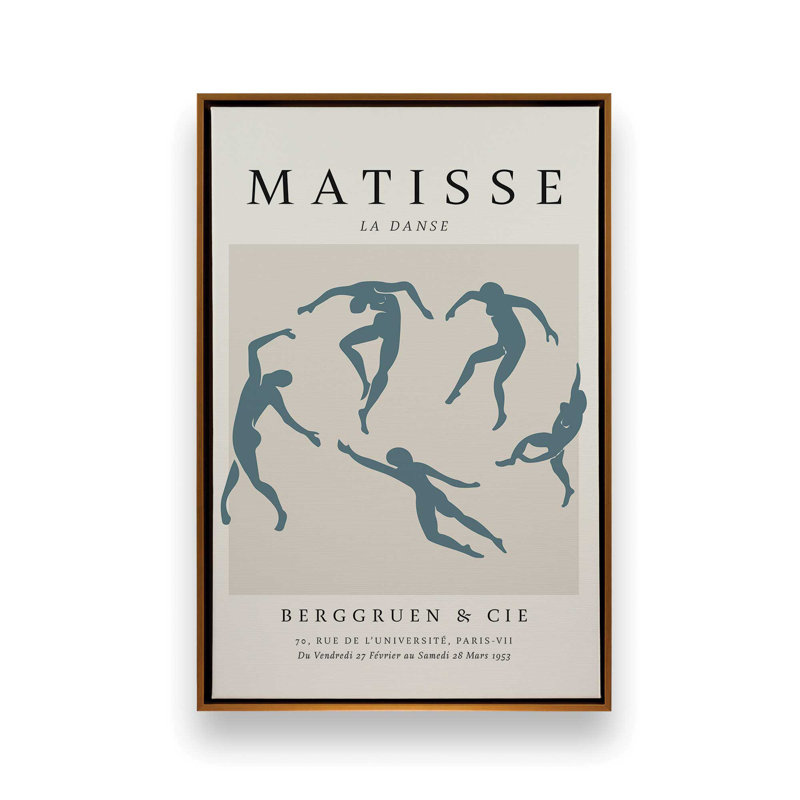 Matisse's La Danse en bleu minuit, H 12,75 po x l 8,75 po x P 1,75 po, Cadre flottant or poli