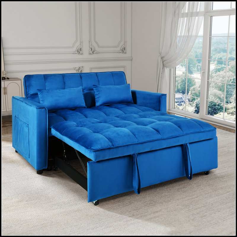 Lit convertible convertible 3 en 1 avec dossier inclinable, poches de rangement et coussins lombaires pour plus de confort et de polyvalence
