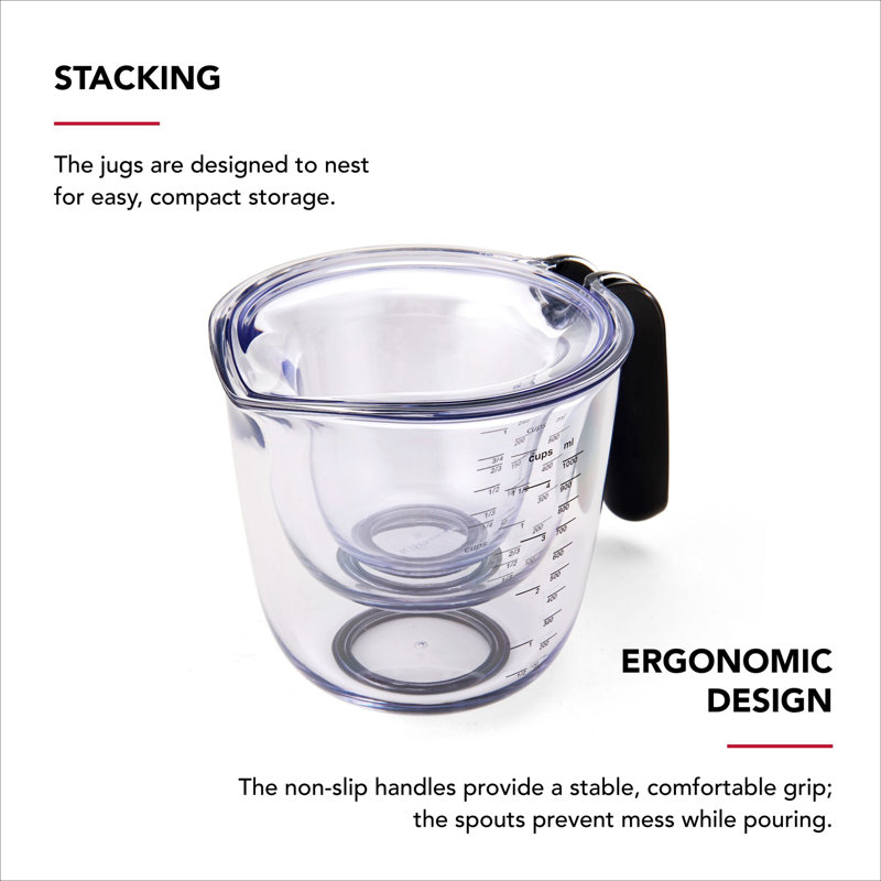 Kitchenaid Universal Measuring Jugs, Set Of 3, Black