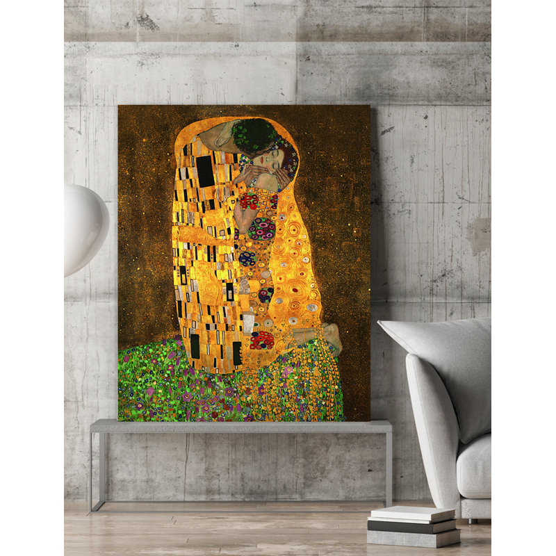 Le baiser de Gustav Klimt. Reproduction d'art classique. Estampe numérique sur toile, art mural, Toile tendue, Sans cadre