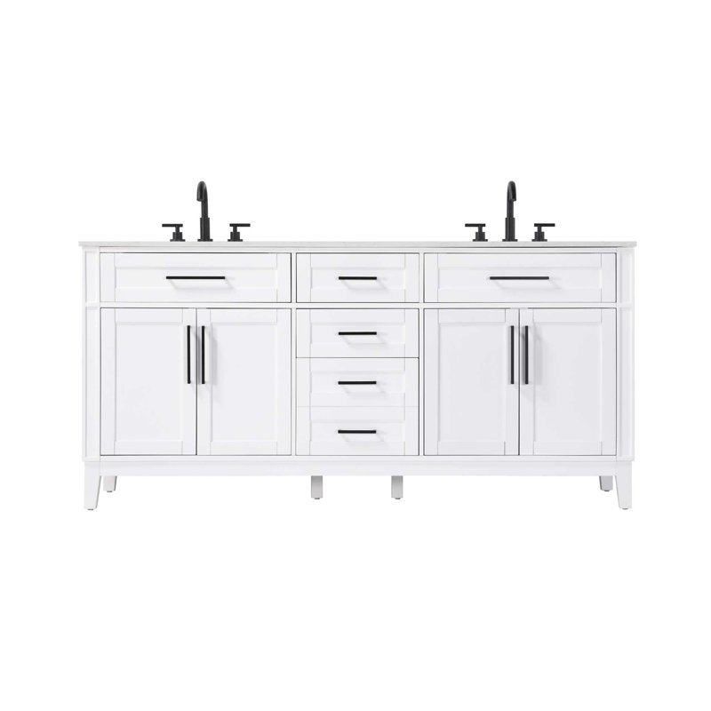 Meuble-lavabo double 72 po blanc, Blanc, 72"