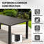 Table de salle à manger d'extérieur, table de patio à lattes en métal pour terrasse de jardin avec trou pour parasol, brun-519995918