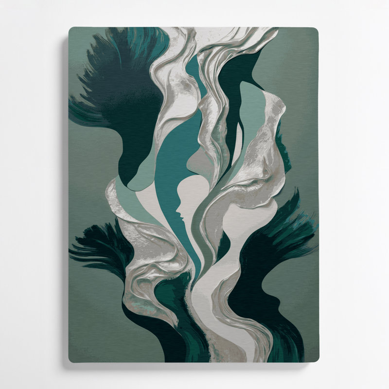 Abstrait art figuratif gris en métal 15, H 24 po x l 36 po