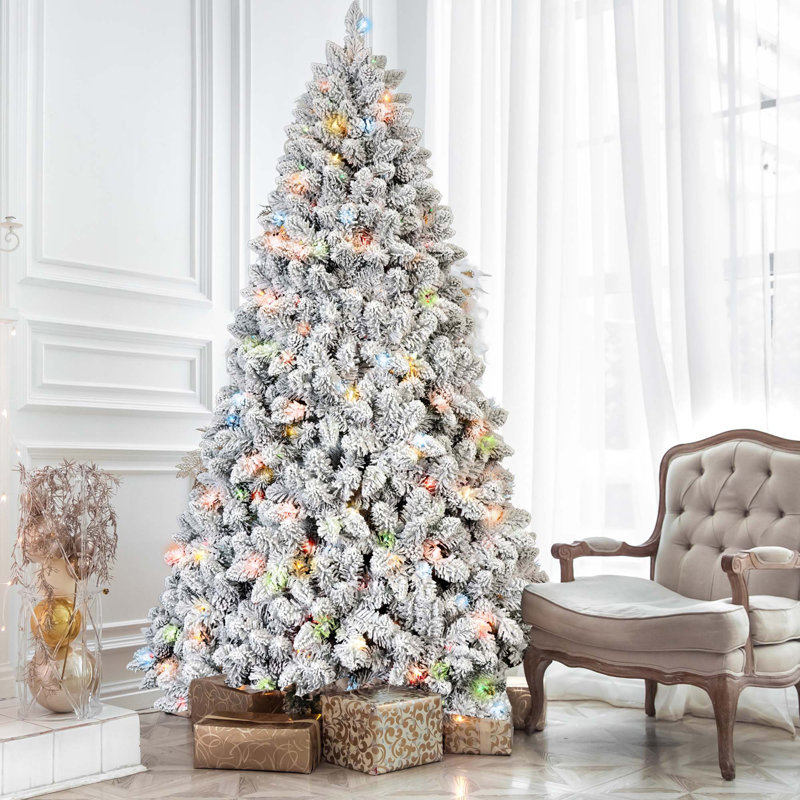 Arbre de Noël articulé à branches articulées avec lumières UL colorées et 21 pommes de pin naturelles, 4'