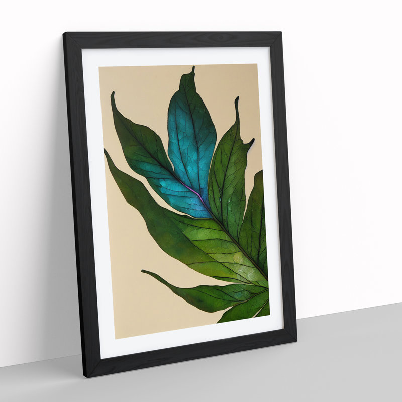 Gracious Leaf - Single Picture Frame Painting, Black, 64cm H x 46cm W x 2cm D