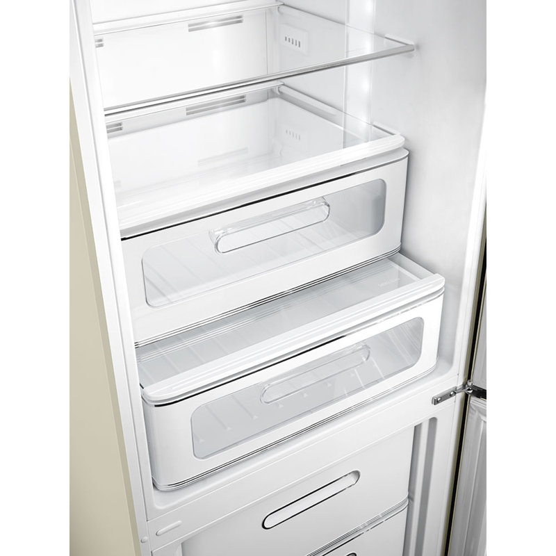 SMEG 50s Style 24" Bottom Freezer 12.8 cu. ft. Energy Star Refrigerator, Right, Cream