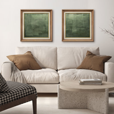 Deep Green Minimal Abstract Color Field Framed Canvas Master Bedroom Wall Art Work Print