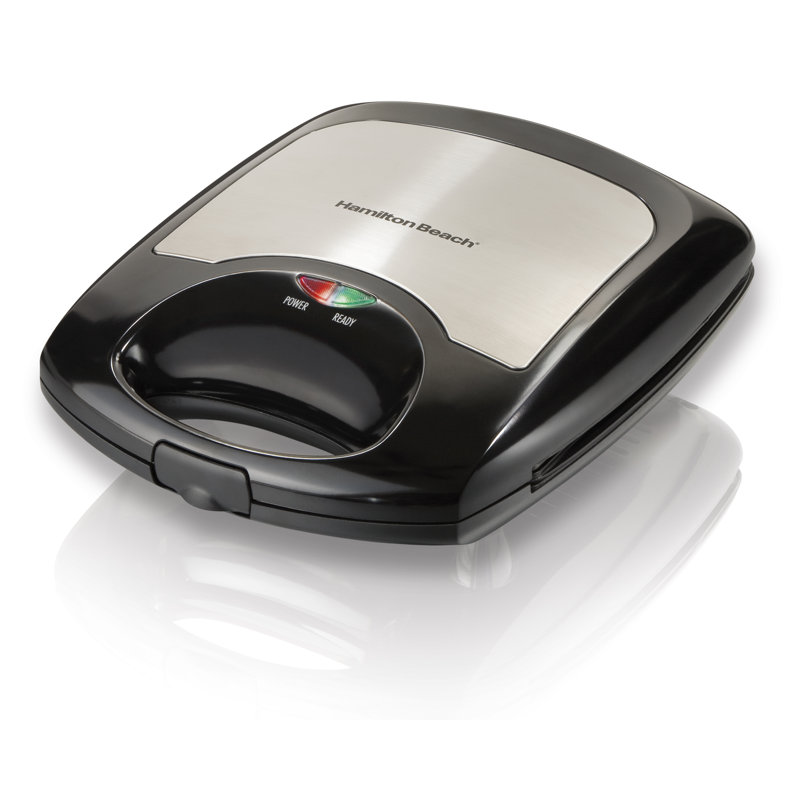 Black and Stainless Steel Belgian Style Non-Stick 4-Slice Waffle Maker