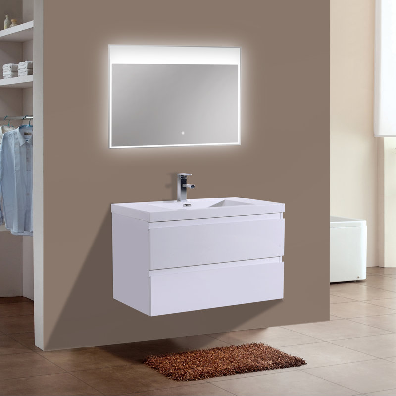 Ensemble de meuble-lavabo simple 41,75 po Curly, Blanc très luisant
