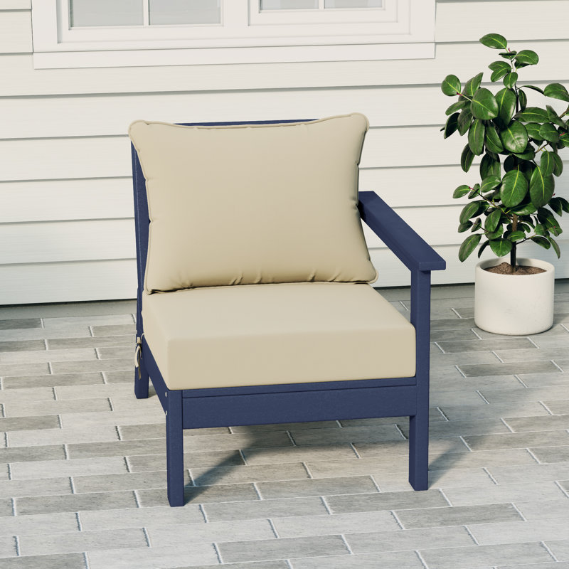 Fauteuil à assise profonde avec coussins profonds, Beige, Navy Blue