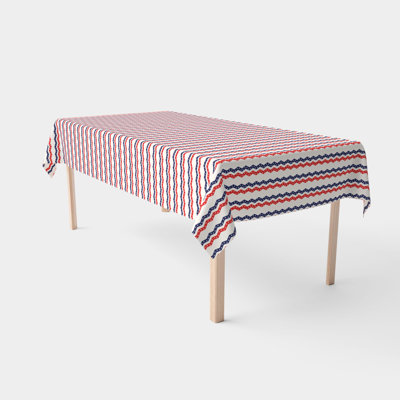 Rectangular Tablecloth, 100% Cotton, 52X104", Patriotic Chevron