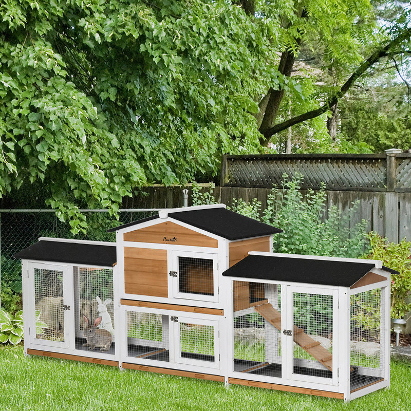 Cage à lapin polyvalente avec boîtes de course spacieuses pour petits animaux de compagnie, Blanc