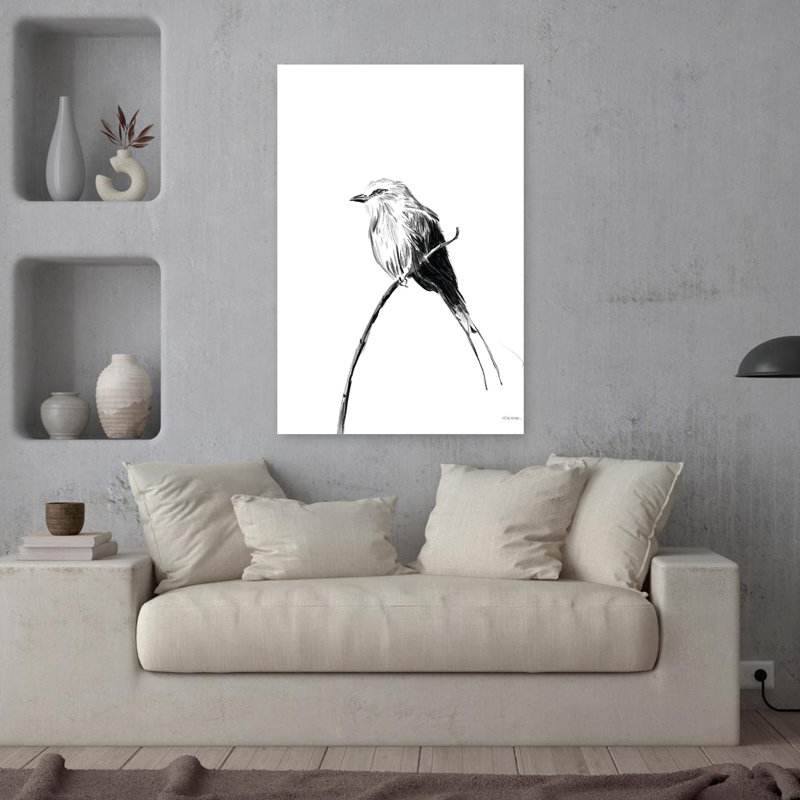 Perché, oiseau contemporain abstrait, art animalier, H 36 po x l 24 po
