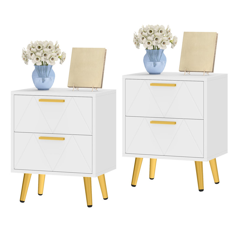 40cm W Bedside Table, White
