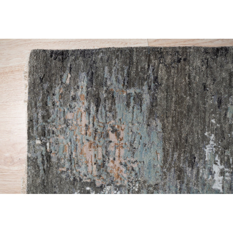 Hand Knotted Wool Area Rug in Brown