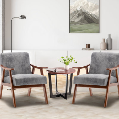 Fauteuil à oreilles de style Mid-Century moderne, en bois massif. Siège très confortable. Convient à la chambre à coucher et au salon. Structure en bois facile à assembler. Haute éponge. À assembler