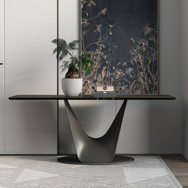 The minimalist luxury aesthetic console table, Black, 33.46" H x 70.86" L x 13.78" W