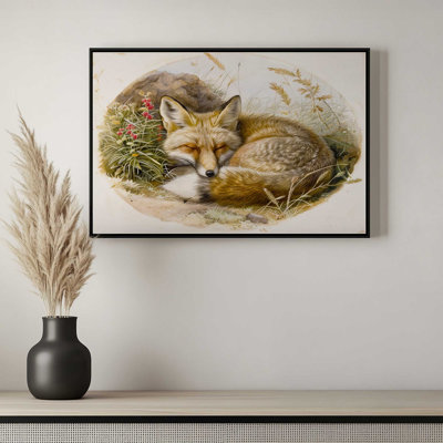 «Fox Sleeping Vintage Illustration» par Trajeado14, reproduction d'art sur toile