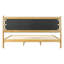 Base de lit plateforme en bois d'hévéa, base de lit très grand avec tête de lit incluse, lit Mid-Century moderne de couleur beige-1980246257-1980246258