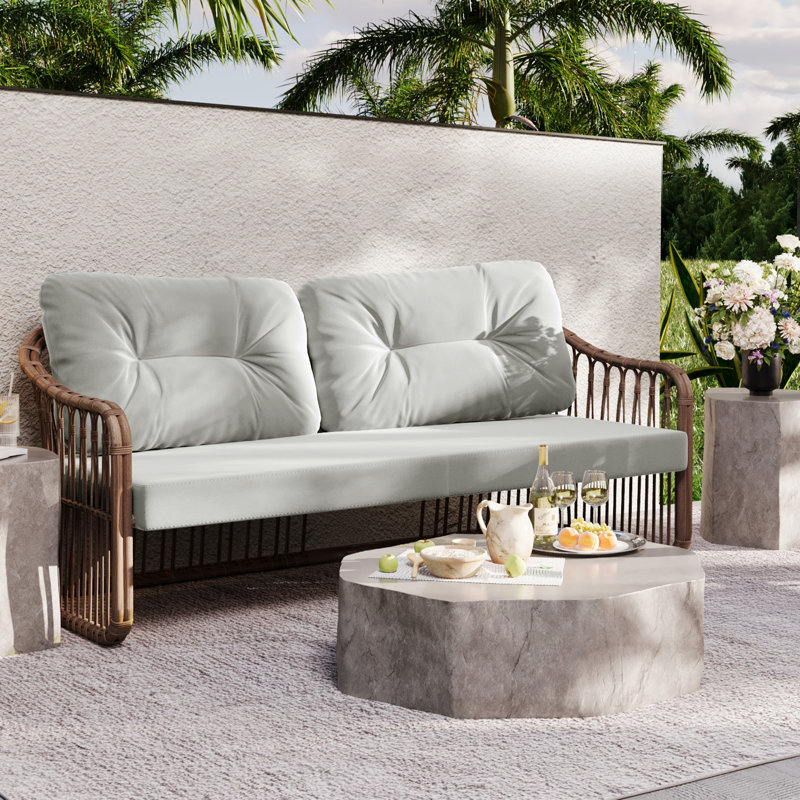 Outdoor 4'' Thick Loveseat Sofa Patio Furniture Cushions 48'' W X 24'' D Outdoor Couch Cushions Replacement Cushion Set Seat/Back Cushion (SOFA NOT INCLUDED)