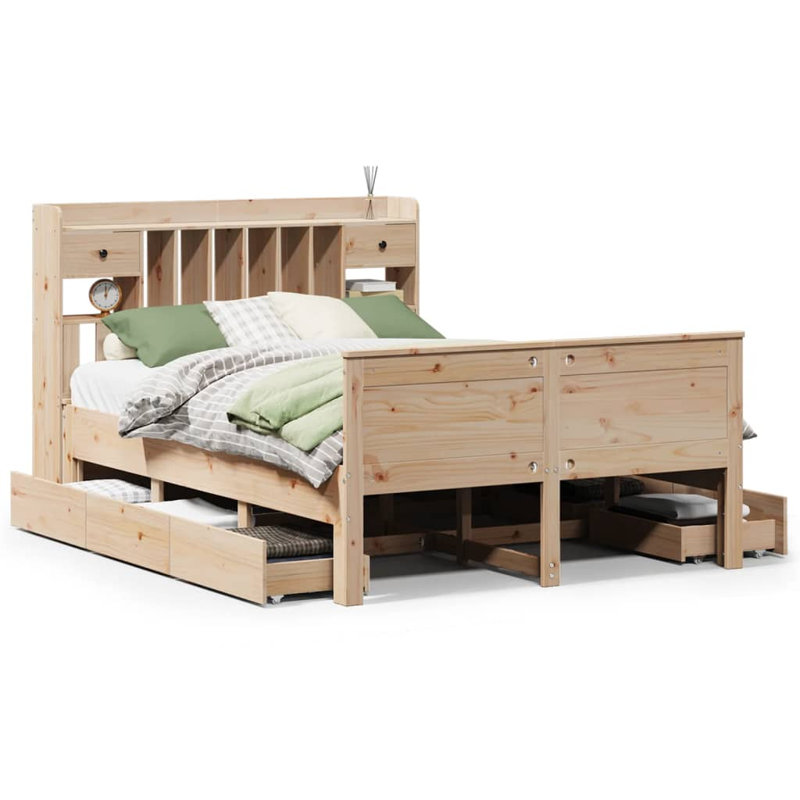 Mogadore Solid Wood Bed, Natural, 160 x 200 cm