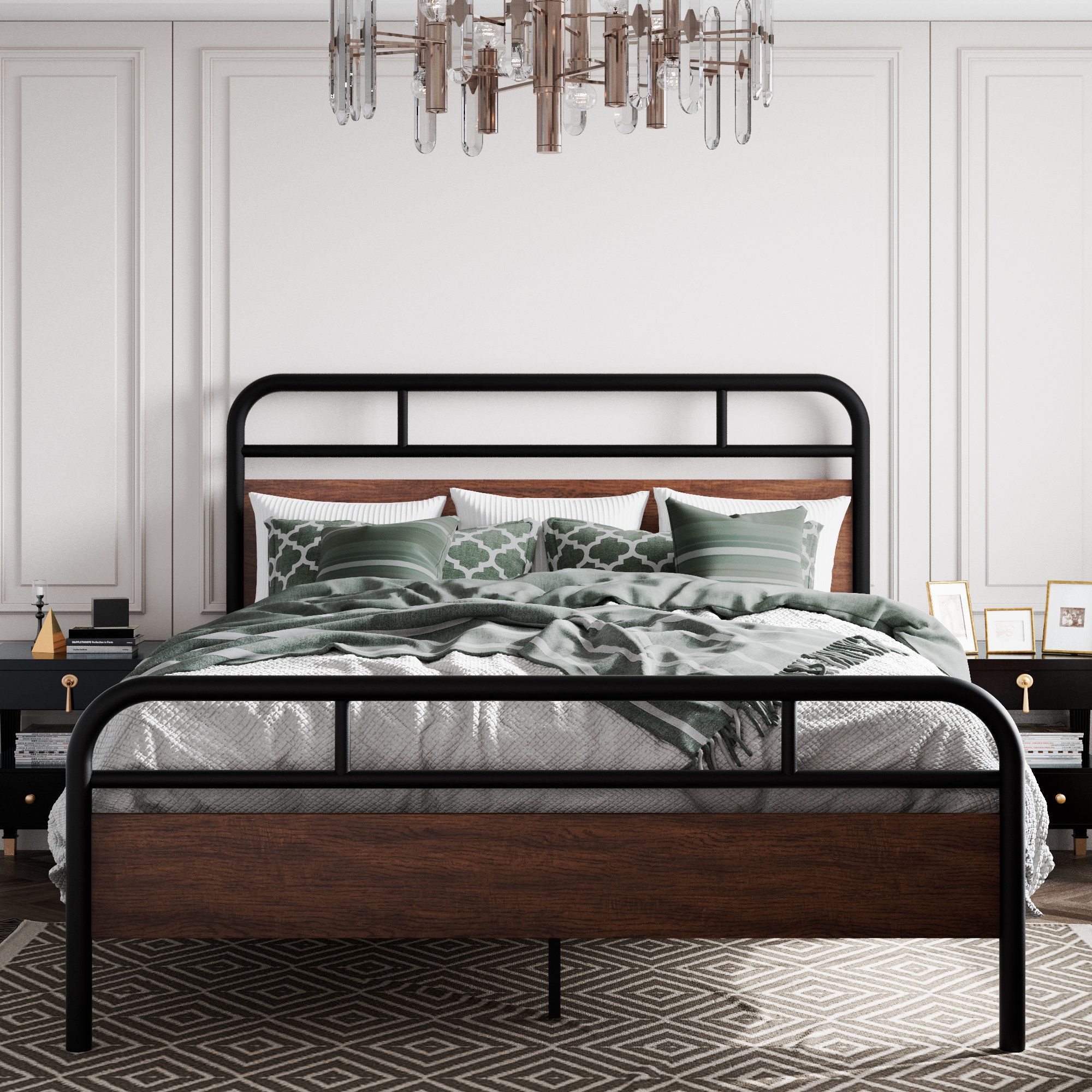 Milligan Solid Wood Bed Frame with Black Slats