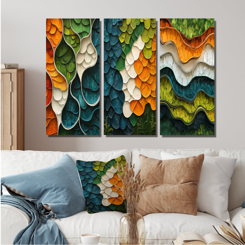 Biomorphism Earth Ephemeral Pathway I - Lyrical Abstraction Wall Art, ensemble de 3 collections, H 28 po x l 36 po