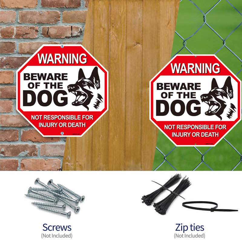 Beware of the Dog, No Responsible for Injury or Death Aluminum Warning Dog Sign