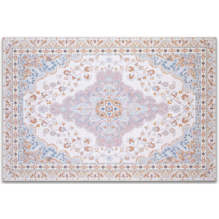 Washable Area Rug Low-Pile No-Slip Indoor Oriental Rug