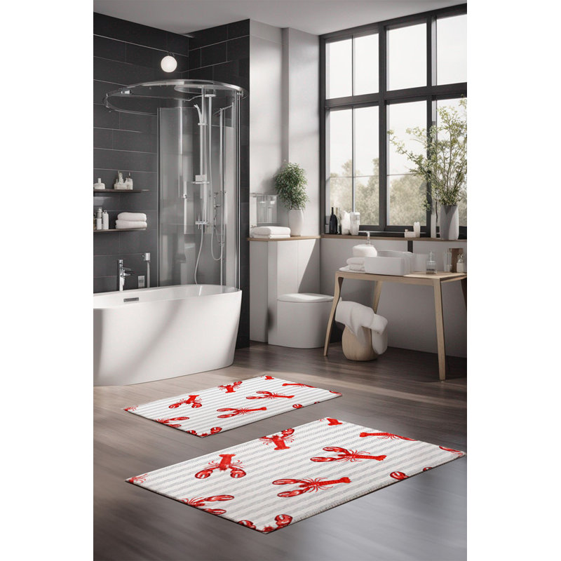 Eakly Luxury Bathmat Set (2 Pieces), 100% Polyester, 16.0 x 23.6 inches & 23.6 x 39.4 inches | Non-Slip Antibacterial Design, 0.3 in Pile Height | Machine Washable, Durable & Easy to Clean | Ideal for Bathroom Décor