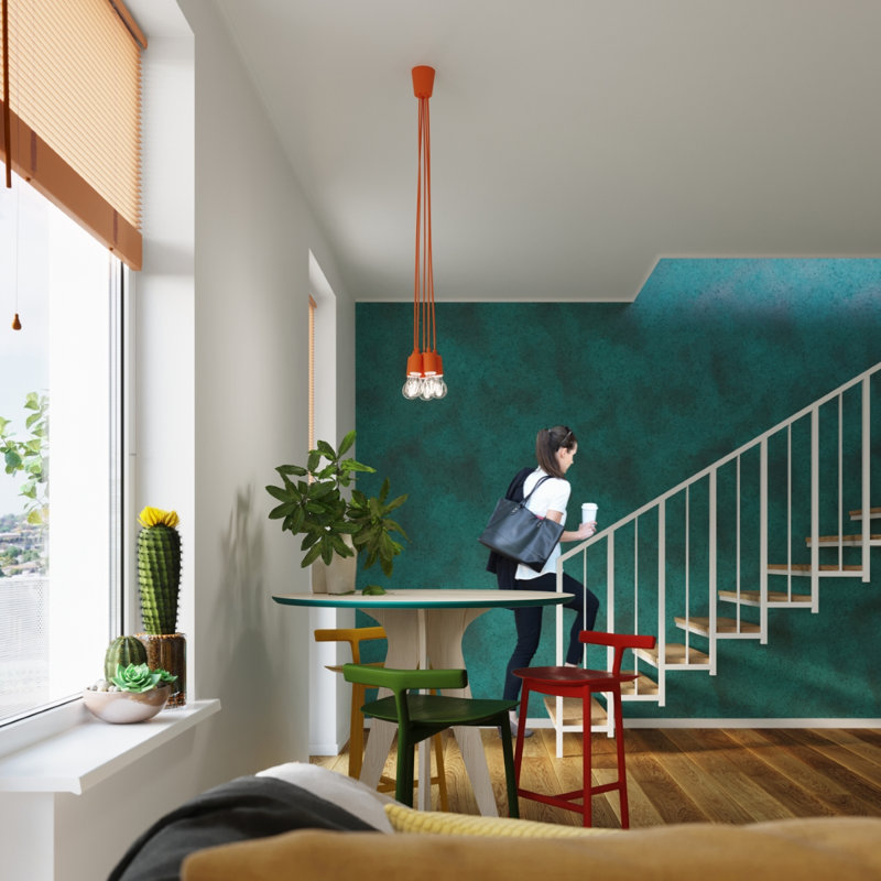 Ahva 3 - Light White Cluster Pendant, Orange