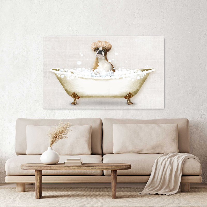"Bath Dogs I" par Conrad Knutsen, reproduction sur toile, H 24 po x l 40 po x P 1,5 po