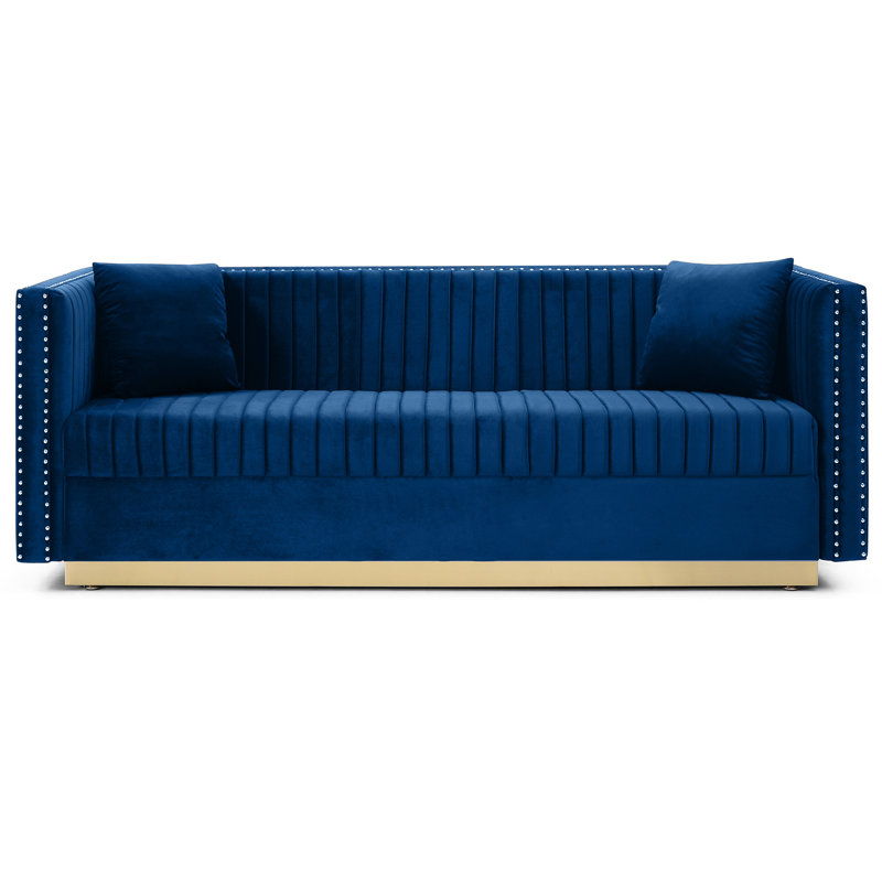 Velours bleu durable pour le salon - 2 pièces contemporaines au look élégant