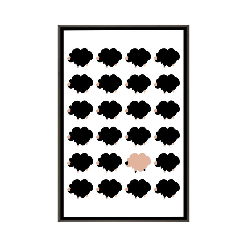 Berger rose-impression d’art graphique, Pas de tapis, Toile avec cadre gris, H 60 po x l 40po x P 1,5 po
