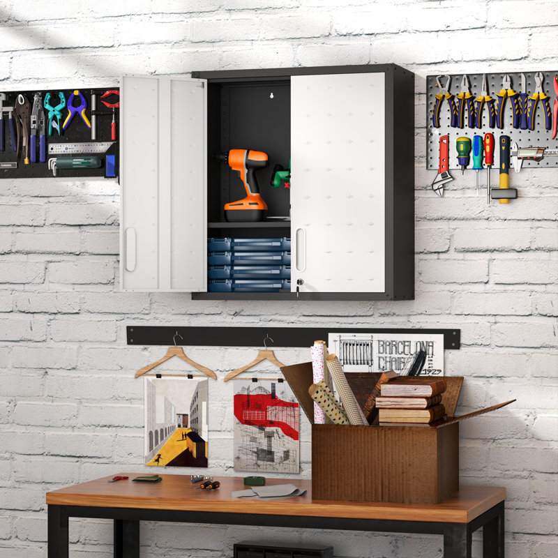 Metal Single Storage Cabinet ( 77cm H x 75cm W x 30cm D), Black/Grey