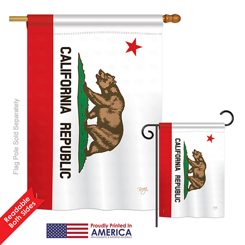 Ensemble de 2 drapeaux en polyester vertical décoratif états-unis 2 pièces california state