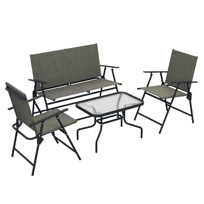 Ensemble de mobilier d'extérieur 4 pièces pour patio, ensemble de jardin avec dossier