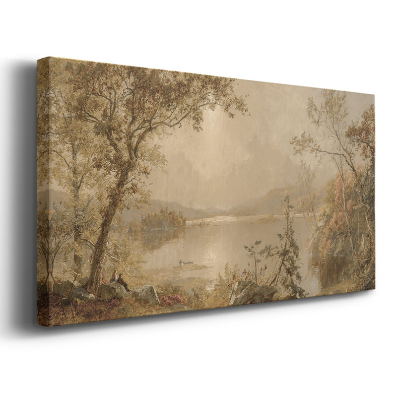 Série paysage - DCCL XXXVI - Toile tendue avec châssis encadré - Prêt à être accroché, H 17 po x l 33 po, Doré