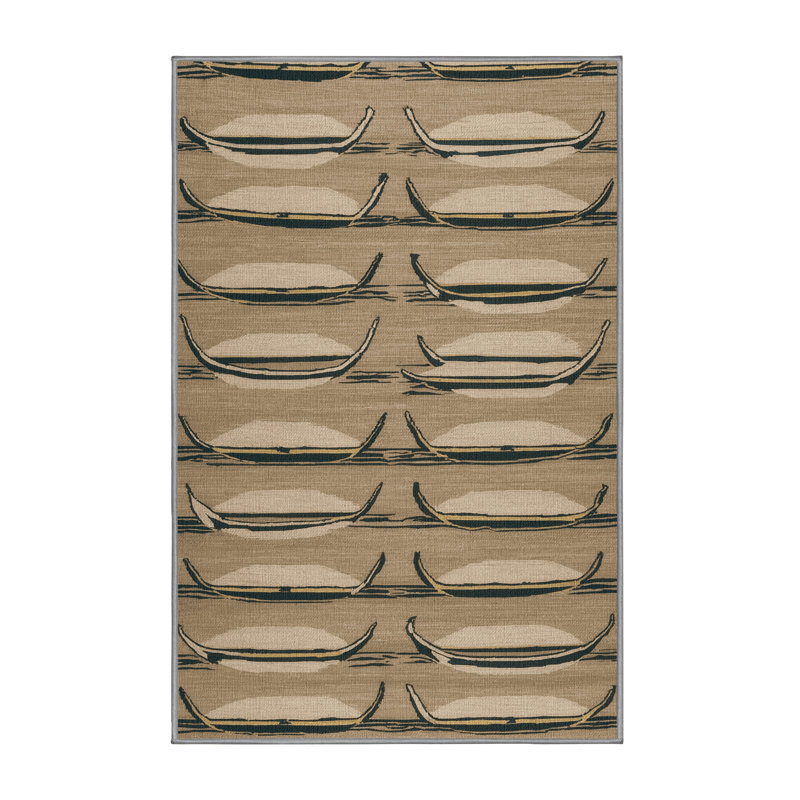 Washable Outrigger Canoes Hawaiian Area Rug, Rectangle 3' x 5'