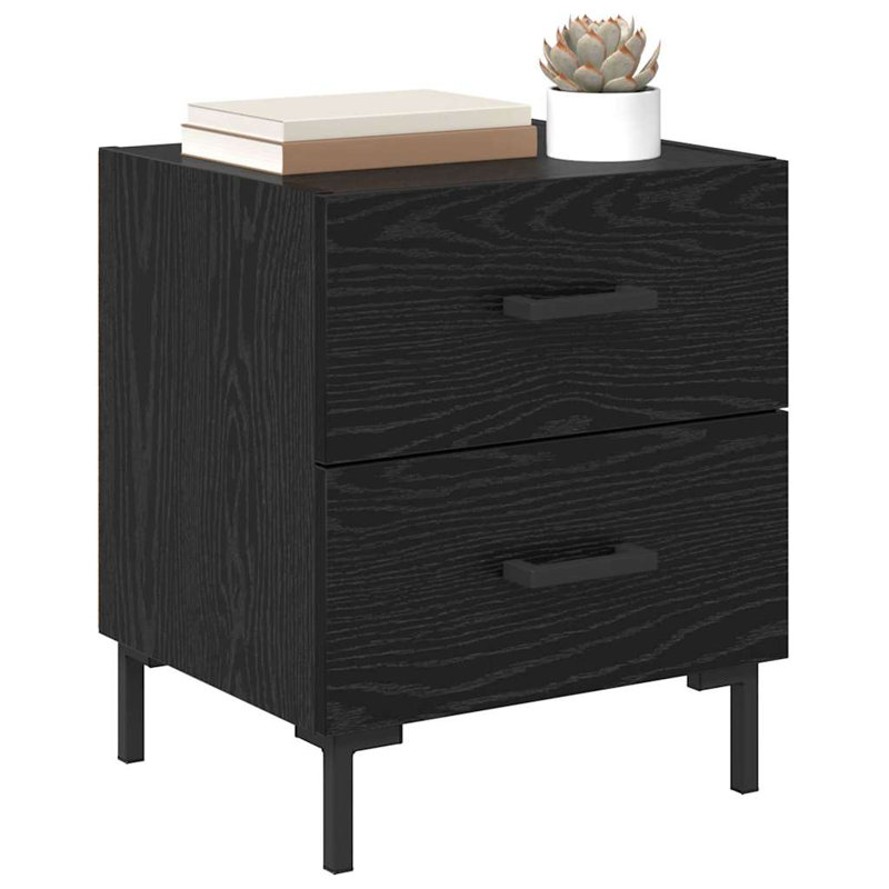 40cm W Manufactured Wood Bedside Table, Black Oak