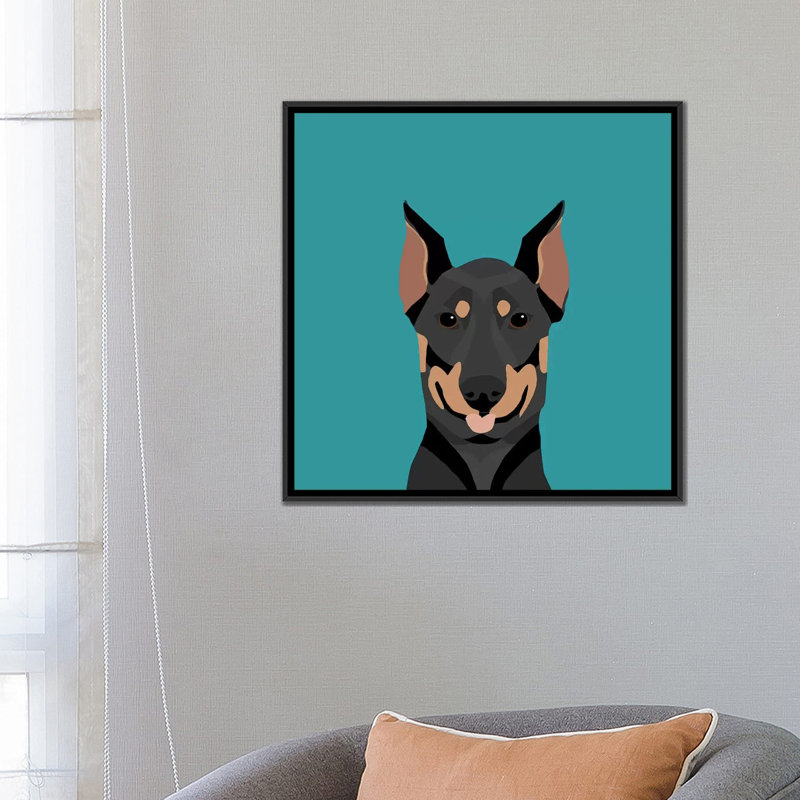 Doberman pinscher, impression sur toile tendue, H 26 po x l 26 po x P 1,5 po, Toile avec cadre noir, Pas de tapis