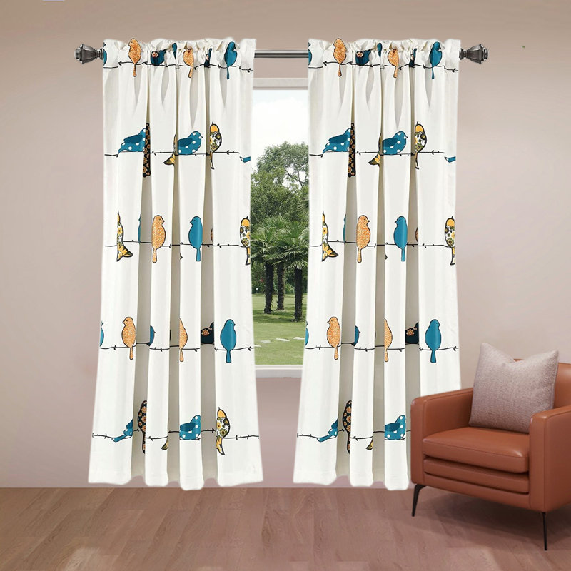 Room Darkening Curtain Pair, Blue/Gray, 52" W x 84" L