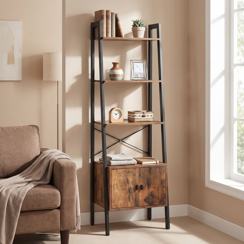 Reanna 173cm H x 56cm W Steel Ladder Bookcase
