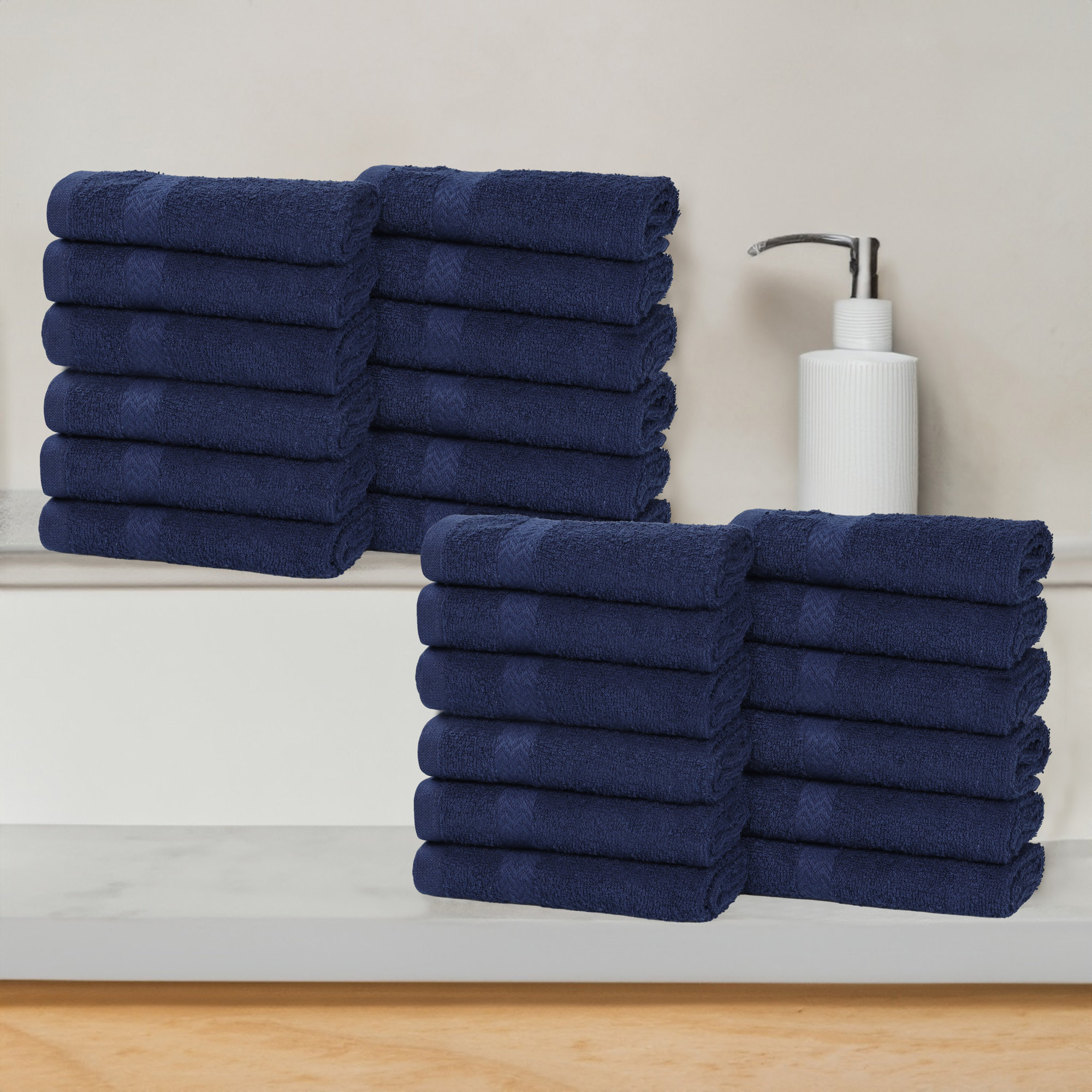 Franklin Cotton Lightweight Quick-Drying Face Towel Washcloth, Navy Blue