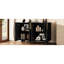 Buffet de rangement rétro de 54 pouces avec configuration à 4 portes, tablettes réglables, placage de frêne antique, ton noir, convient à différentes pièces, support en bois massif, armoire à fermeture silencieuse, quatre